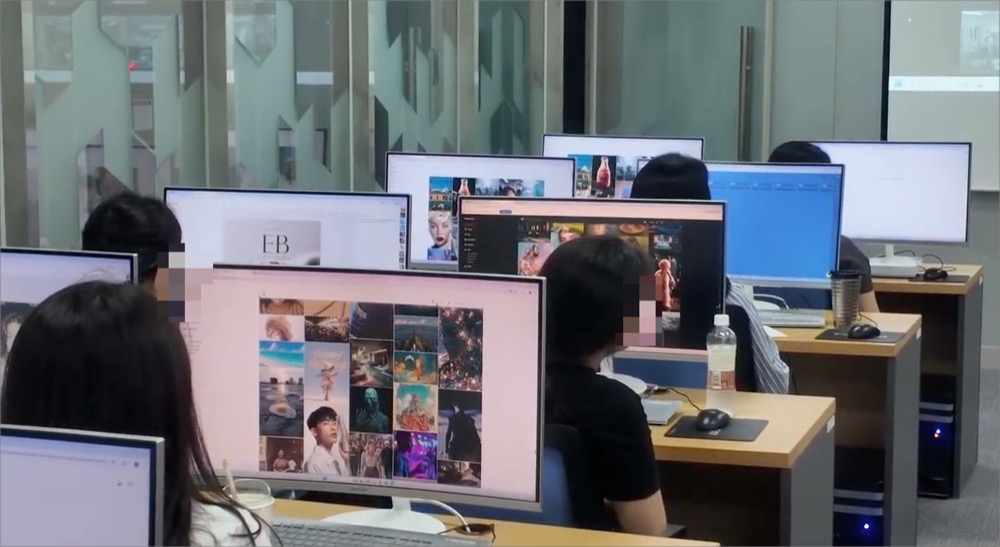 AI 영상 워크숍에 몰입하고 있는 서울대 참가자들의 모습